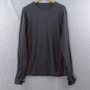 Lululemon Mens‎ L Long Sleeve Shirt Gray Red Accents Athletic Training Top